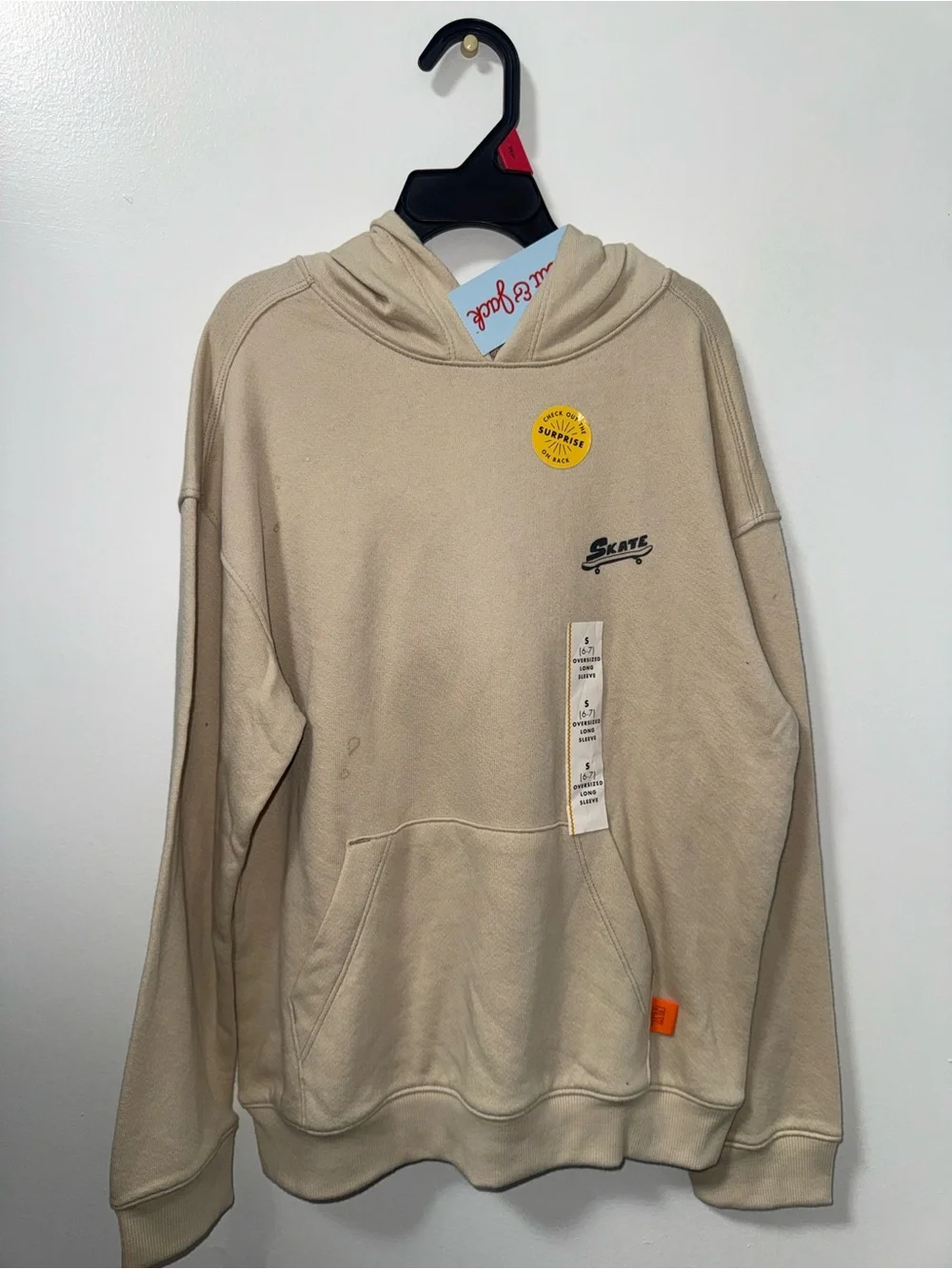 Cat & Jack Beige Crewneck Hoodie with 'Skate' Logo